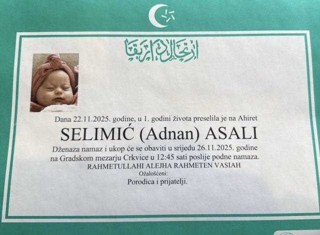 GRAD ZAVIJEN U CRNO: Poznat termin dženaze malenoj Asali Selimić