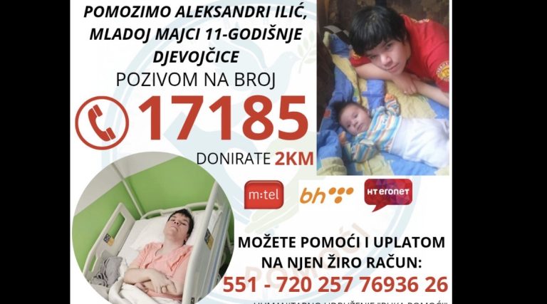 BUDIMO RUKA POMOĆI MLADOJ MAJCI ALEKSANDRI • POZIVOM NA BROJ 📞17185📞 DONIRATE 2KM